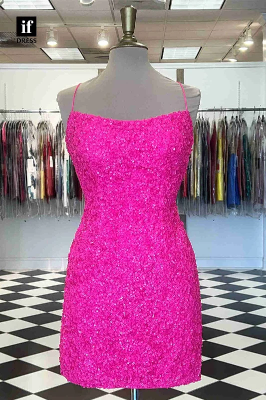 F1575 - Sheath/Column Scoop Full Sequins Tight Homecoming Party Dress Turtleneck Neckline Stylish F1575 - Sheath/Column Scoop Full Sequins Tight Homecoming Party Dress Turtleneck Neckline Stylish