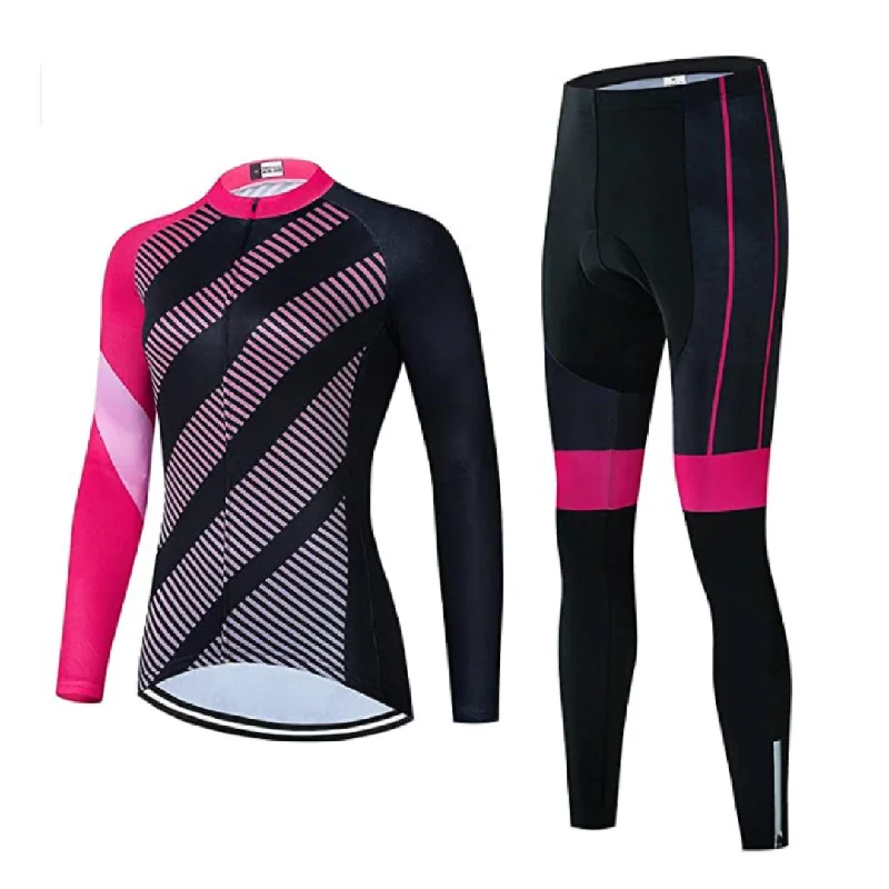 Women's Pink Black Long Sleeve Cycling Jersey or Pants Casual Drawstring Pants