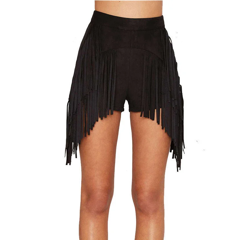 Fashion Women Slim High Waist Shorts Punk Tassels Shorts Clubwear Short Pant Women Bottoms Chic Capri Pants