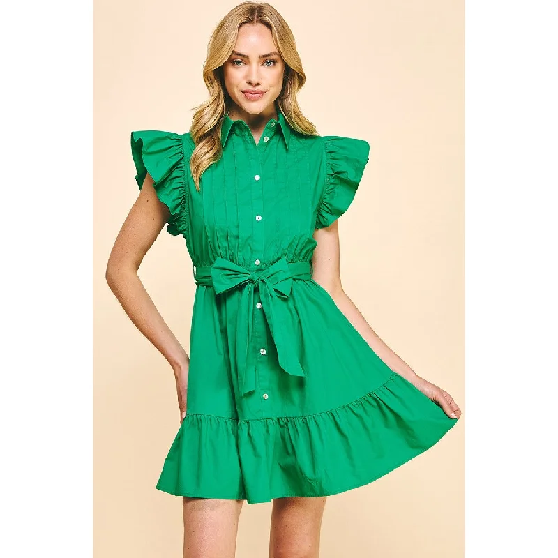 Jessica Buttondown Belted Mini PINCH Dress-SALE Tunics Versatile all-occasion