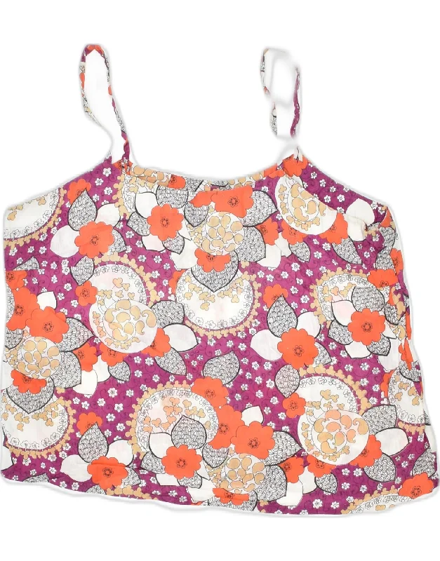 VINTAGE Womens Crop Top UK 12 Medium Multicoloured Floral Welt Pockets Slit Pockets Flap Pockets VINTAGE Womens Crop Top UK 12 Medium Multicoloured Floral Welt Pockets Slit Pockets Flap Pockets