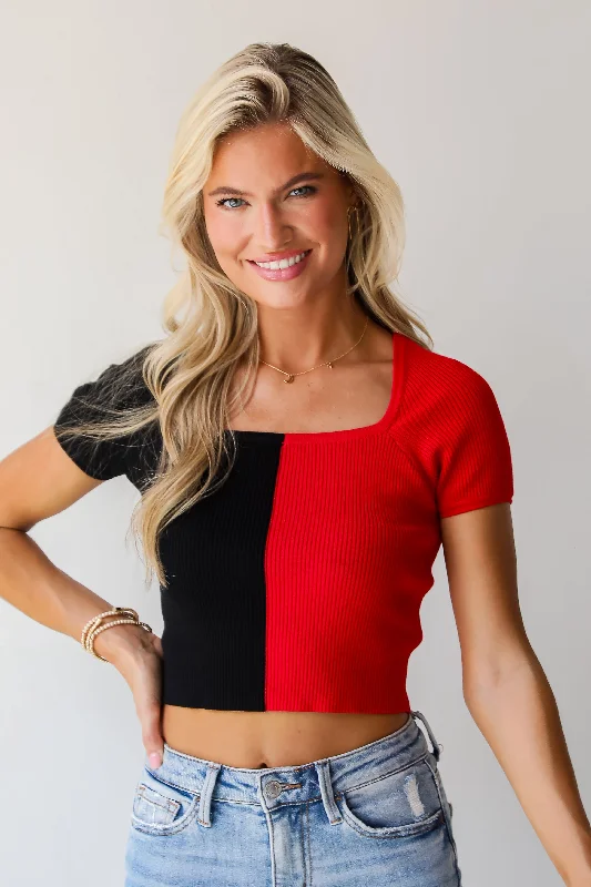 Tailgate Time Color Block Crop Top Layered Multi-layer Single Layer