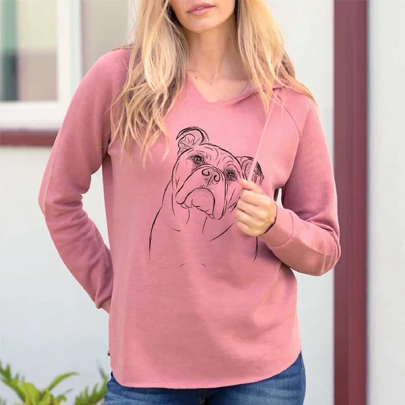Sir Louis the English Bulldog - Cali Wave Hooded Sweatshirt Hoodie with V-Neck Classic Versatile Sir Louis the English Bulldog - Cali Wave Hooded Sweatshirt Hoodie with V-Neck Classic Versatile