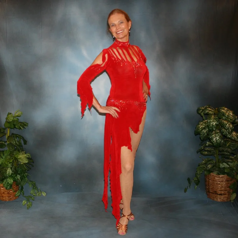 Red Slinky Latin-Rhythm Dress with Light Siam Red Swarovski Rhinestone Work-Slinky,Sassy & Sleek Maxi Flowy Bohemian Red Slinky Latin-Rhythm Dress with Light Siam Red Swarovski Rhinestone Work-Slinky,Sassy & Sleek Maxi Flowy Bohemian