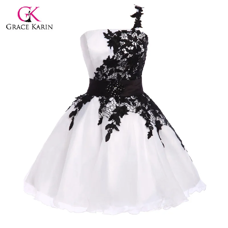 Short Sexy Cocktail Dresses 2017 Grace Karin elegant Black Lace One shoulder vestido knee length Party dresses robe de cocktail Tunics Denim casual Short Sexy Cocktail Dresses 2017 Grace Karin elegant Black Lace One shoulder vestido knee length Party dresses robe de cocktail Tunics Denim casual