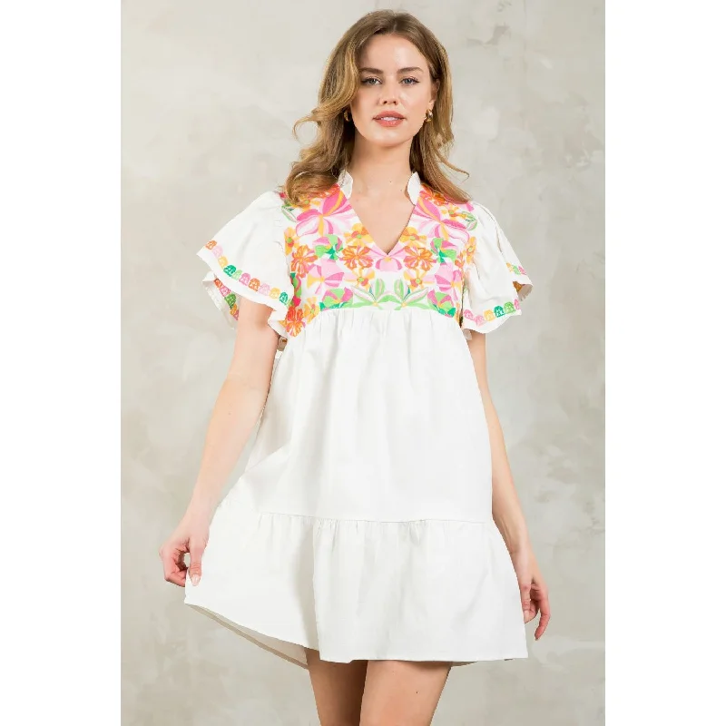 Robyn Embroidered Detail Midi THML Dress- SALE Tunics Versatile all-occasion