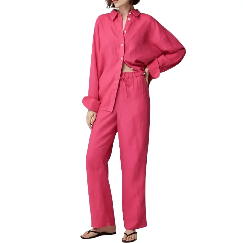 Linen Soleil Pant In Pink Trendy Palazzo Pants