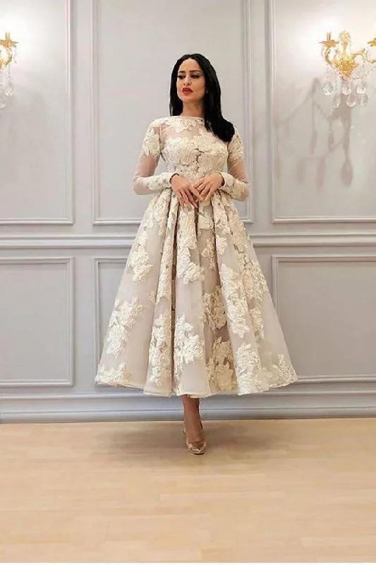 Charming Long Sleeves Floral A-line Evening Dress Ankle Length Party Dress Tunics Seasonal trendy Charming Long Sleeves Floral A-line Evening Dress Ankle Length Party Dress Tunics Seasonal trendy
