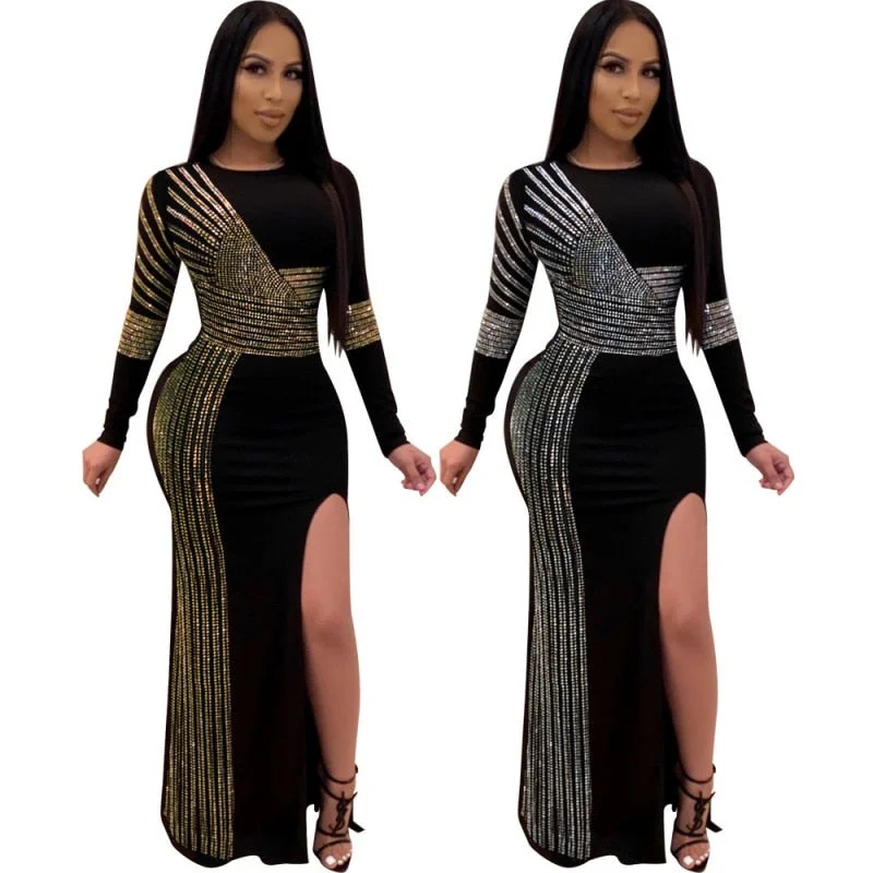 African Maxi Dresses Black African Long Dress Sequins O-Neck Long Sleeves Daily Dress Evening Dress Party Dress Peplum Ruffle Cocktail African Maxi Dresses Black African Long Dress Sequins O-Neck Long Sleeves Daily Dress Evening Dress Party Dress Peplum Ruffle Cocktail