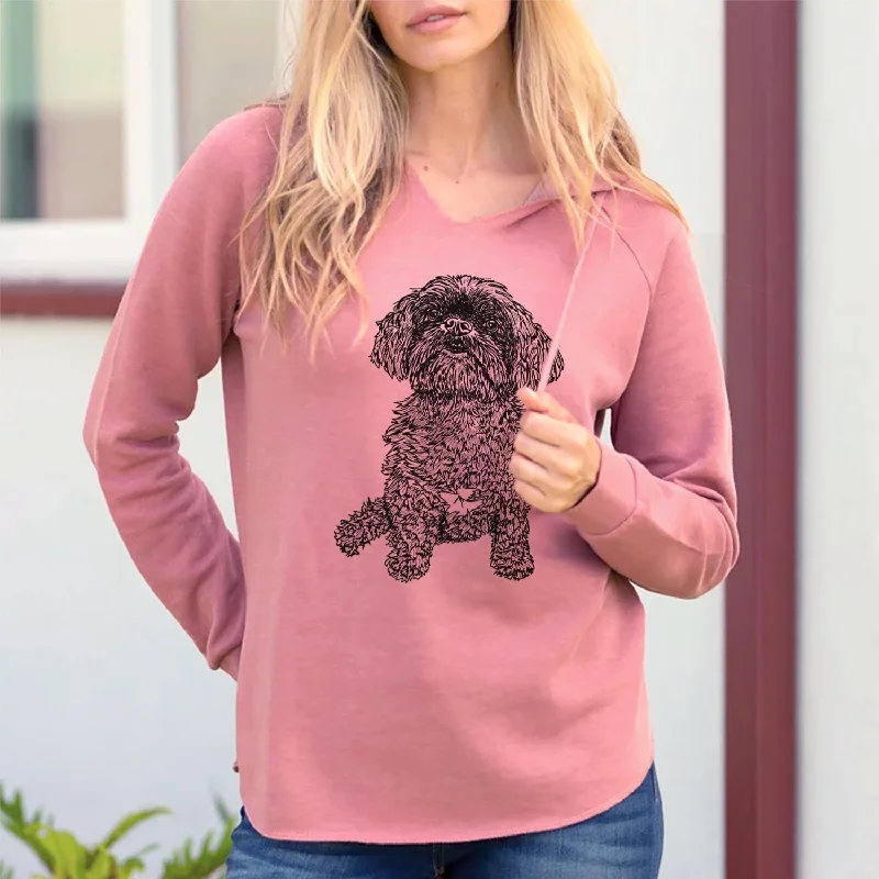 Doodled Chewie the Peekapoo - Cali Wave Hooded Sweatshirt Hoodie with Hem Drawcord Adjustable Customizable Doodled Chewie the Peekapoo - Cali Wave Hooded Sweatshirt Hoodie with Hem Drawcord Adjustable Customizable