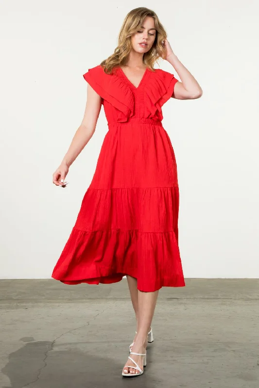 Harper Flutter Sleeve Textured THML Dress Tunics Favorite customer