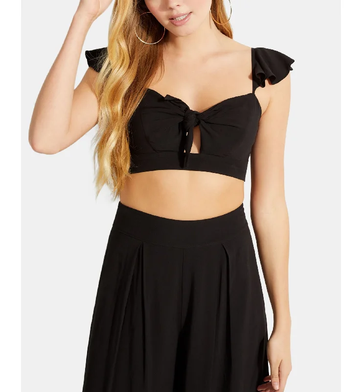 Guess Charissa Cutout Crop Top Striped Floral Plaid