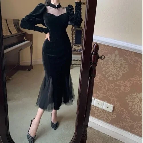 black mesh dress
