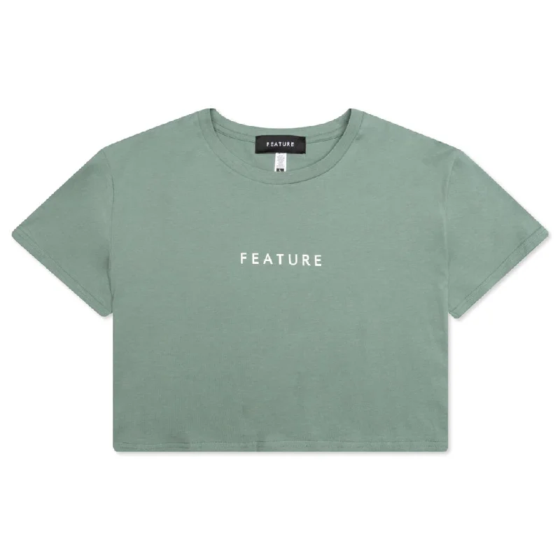 Women's Crop Top - Sage Rayon Fabric Velvet Fabric Corduroy Fabric