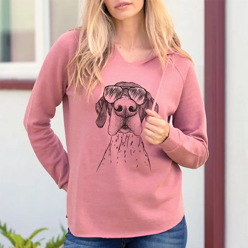Aviator Booze the German Shorthaired Pointer - Cali Wave Hooded Sweatshirt Hoodie with Longline Fit Extended Stylish Aviator Booze the German Shorthaired Pointer - Cali Wave Hooded Sweatshirt Hoodie with Longline Fit Extended Stylish
