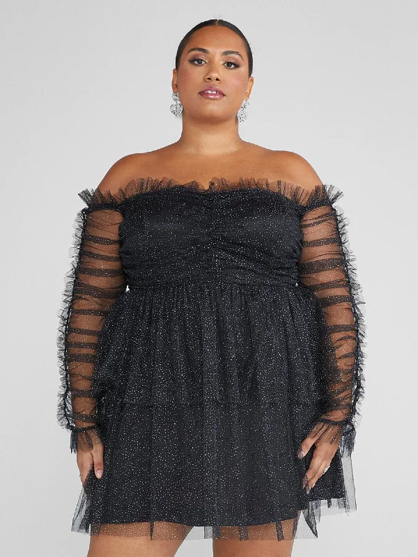 Fashion To Figure - Janessa Off-The-Shoulder Shimmer Party Dress Tunics Luxurious high-end Fashion To Figure - Janessa Off-The-Shoulder Shimmer Party Dress Tunics Luxurious high-end
