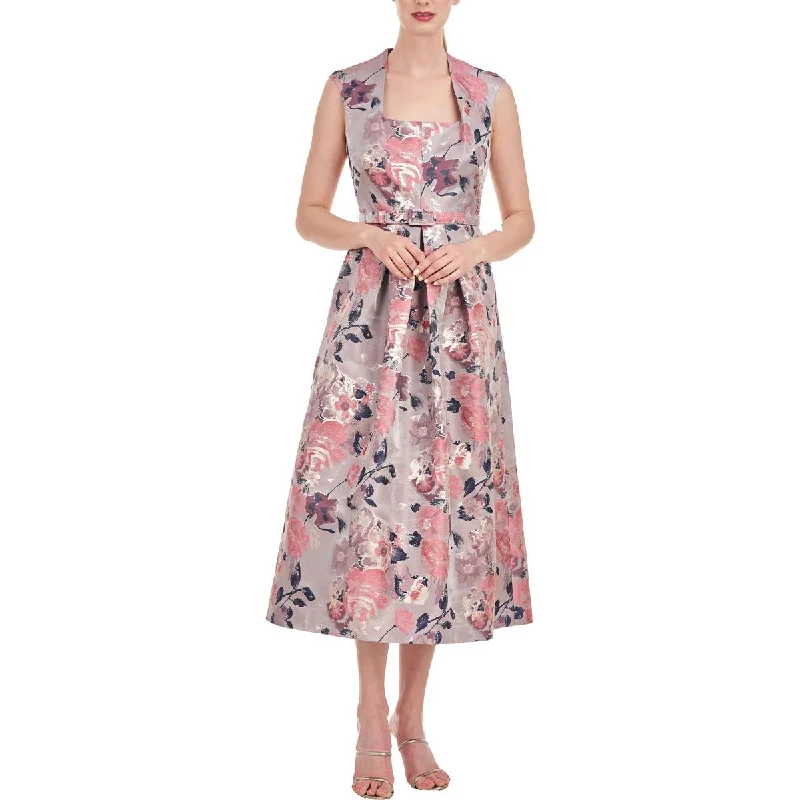 Womens Metallic Midi Cocktail And Party Dress Tunics Chic elegant