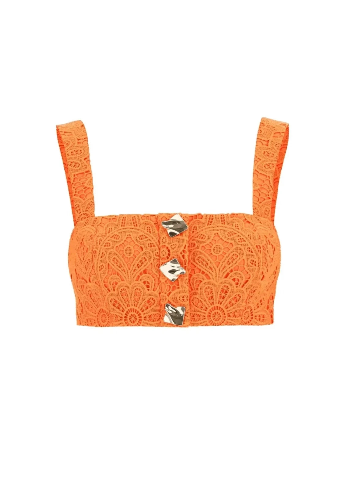 ORANGE CROP TOP Mesh Blend Leather Blend Suede Blend