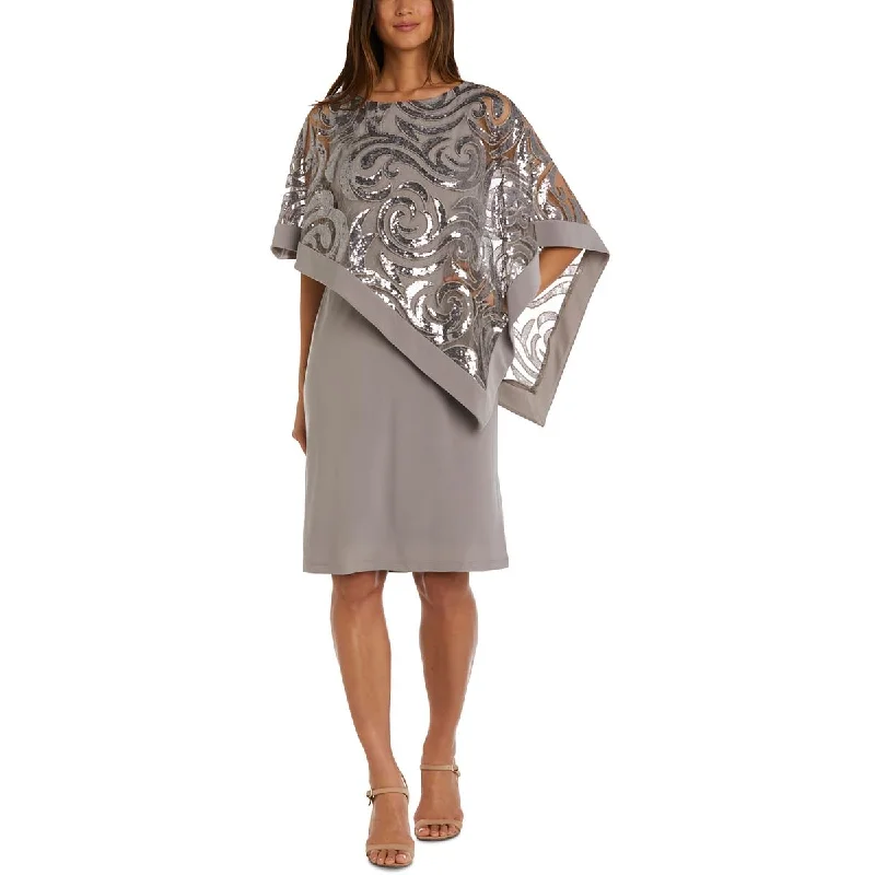 Petites Womens Sequin Mini Cocktail And Party Dress Tunics Yoga stretchy
