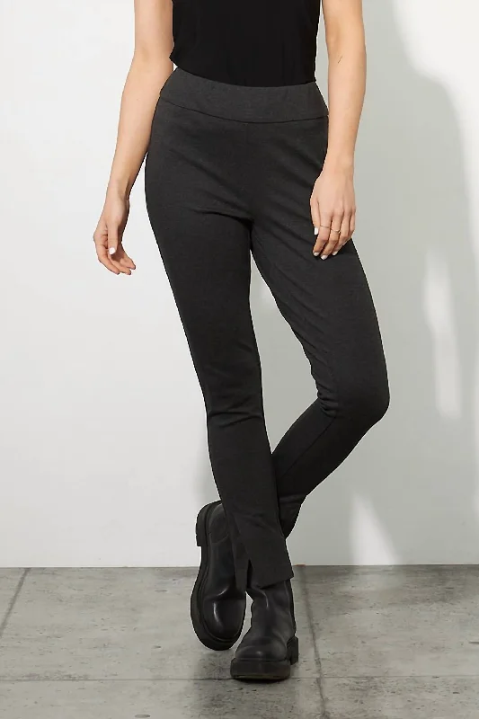 Ponte Knit Skinny Pants In Charcoal Grey Chic Wool Trousers