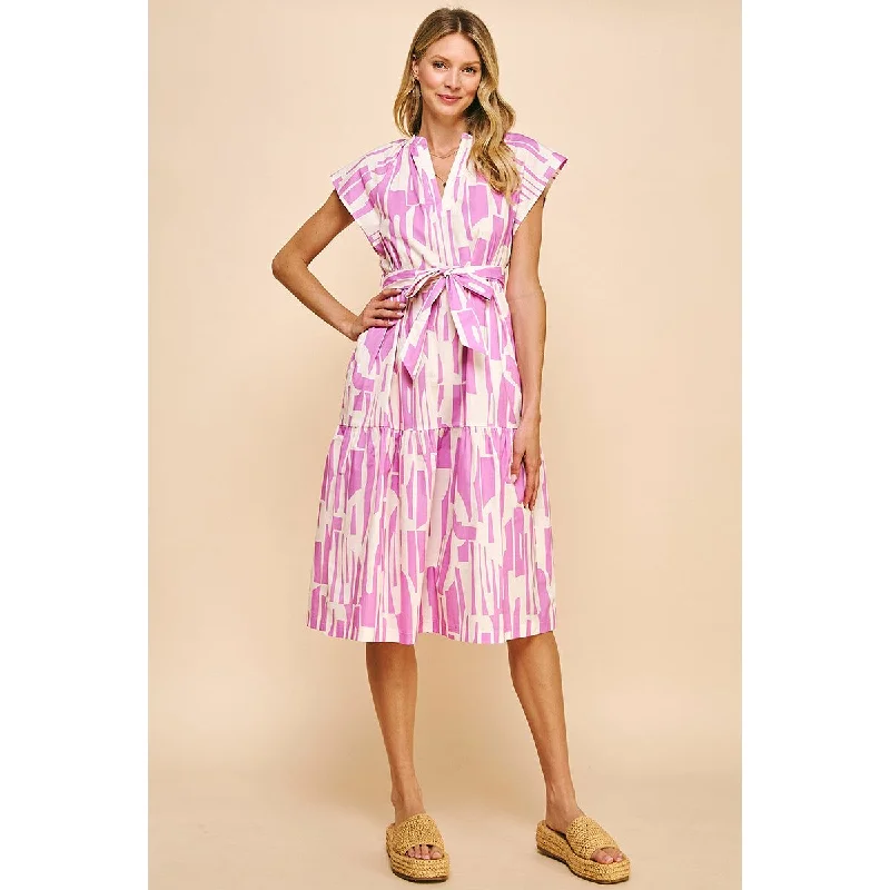 Ashlyn Printed Tiered Midi PINCH Dress-SALE Tunics Cozy soft