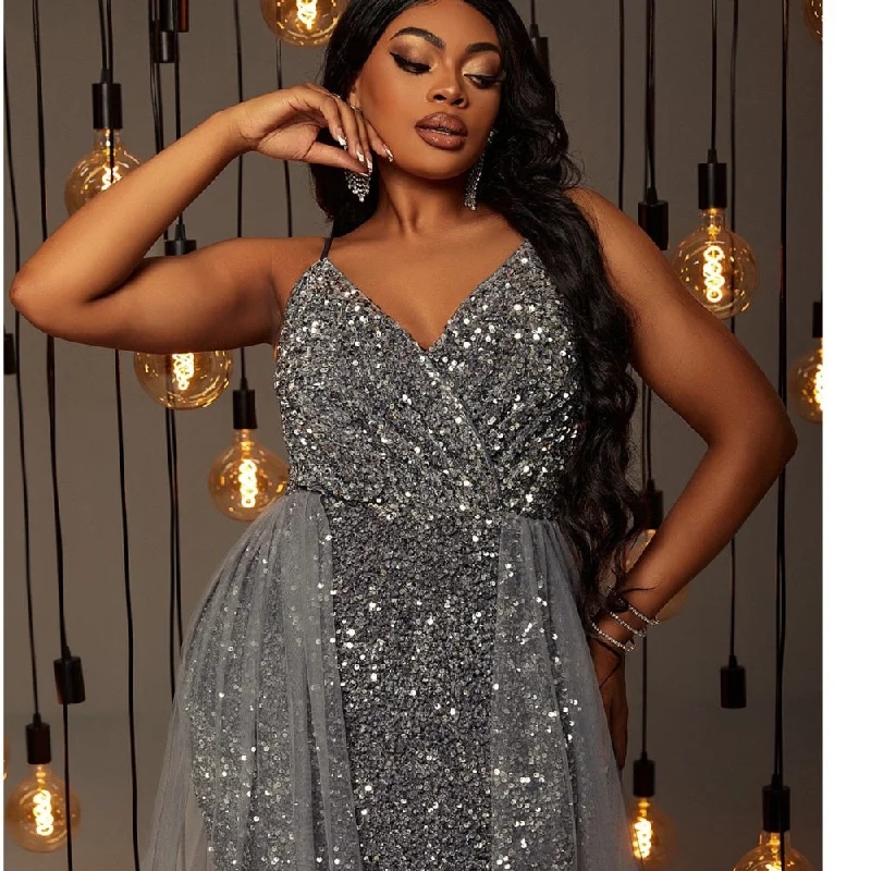 Plus Size Evening Party Dresses Women New Fashion Sexy V-neck Sleeveless Dresses Elegant Slim Sequin Elegant Women's Dresses Tunics Evening elegant Plus Size Evening Party Dresses Women New Fashion Sexy V-neck Sleeveless Dresses Elegant Slim Sequin Elegant Women's Dresses Tunics Evening elegant