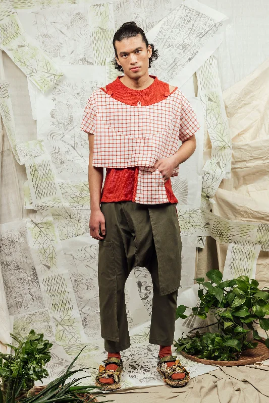 SL24 JUN OVERSIZE CROP TOP - SAMBAL CHECK Cozy Warm Stylish