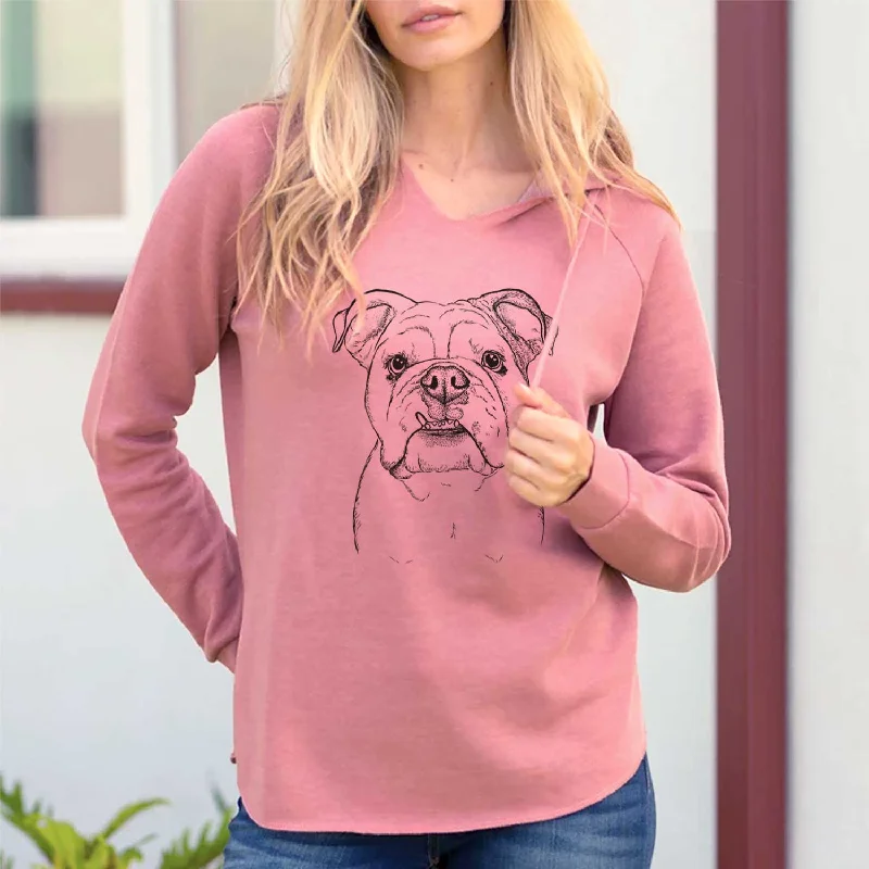Dazy the English Bulldog - Cali Wave Hooded Sweatshirt Hoodie with Hem Contrast Bold Stylish