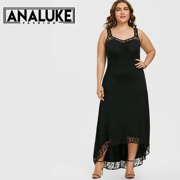 Plus Size Low Maxi Elegant Party Dress Crew Neckline Casual