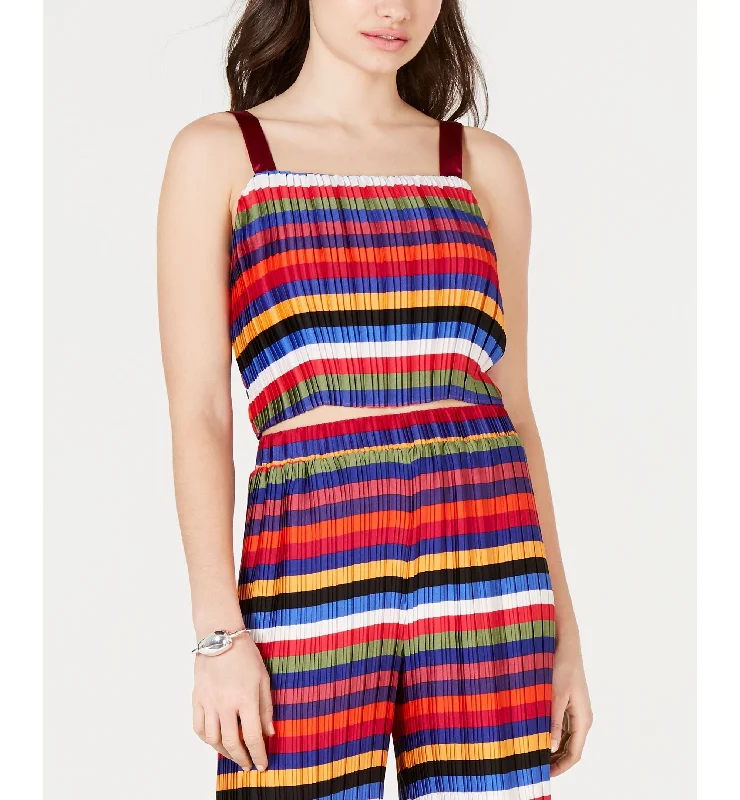 Lucy Paris Aurora Rainbow Crop Top Welt Pockets Slit Pockets Flap Pockets