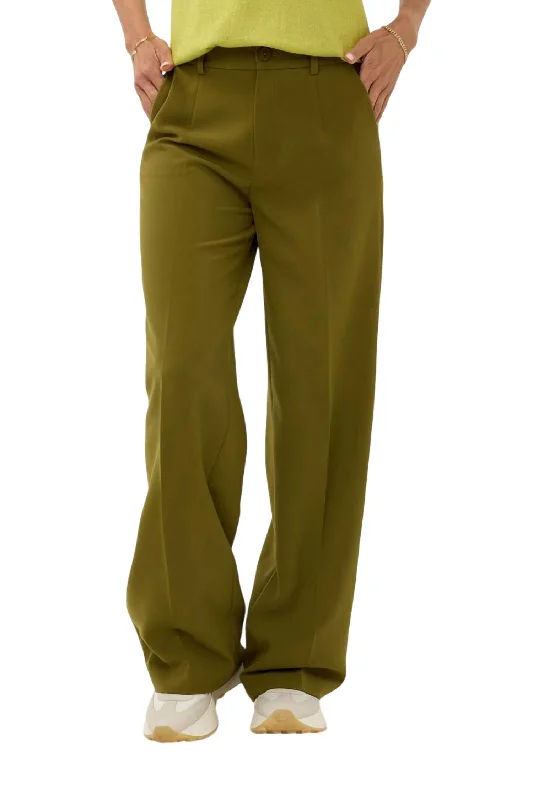 Wide Leg Pant In Green Trendy Tapered Pants