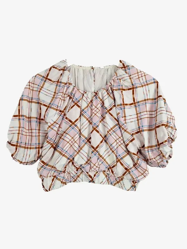 Staple The Label Checked Gathered Crop Top Size 12 Rayon Fabric Velvet Fabric Corduroy Fabric Staple The Label Checked Gathered Crop Top Size 12 Rayon Fabric Velvet Fabric Corduroy Fabric