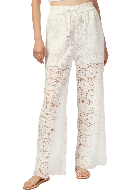 Dara Wide Leg Pant In White Classic Flared Pants