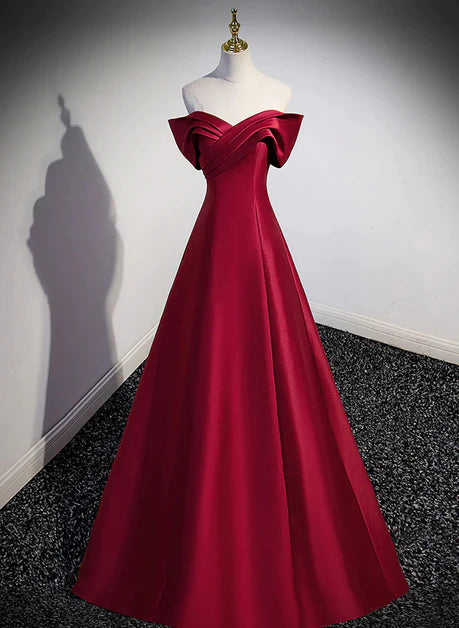 Elegant wine red satin strapless backless long party dress, A-line wine red satin and ground evening dress Tunics Velvet soft Elegant wine red satin strapless backless long party dress, A-line wine red satin and ground evening dress Tunics Velvet soft