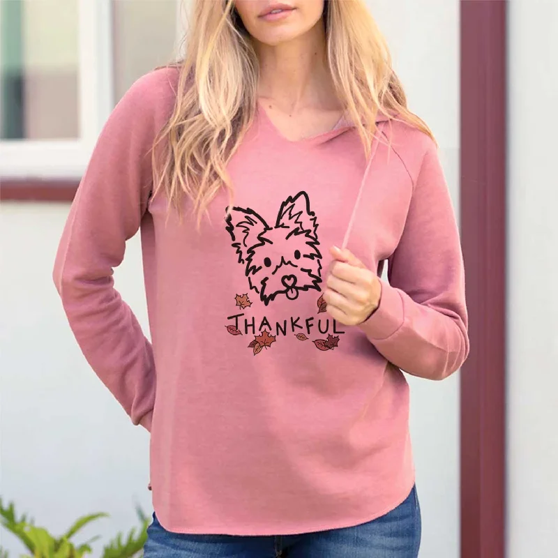 Thankful Yorkshire Terrier - Luna - Cali Wave Hooded Sweatshirt Hoodie with Hem Ribbing Snug Secure Thankful Yorkshire Terrier - Luna - Cali Wave Hooded Sweatshirt Hoodie with Hem Ribbing Snug Secure