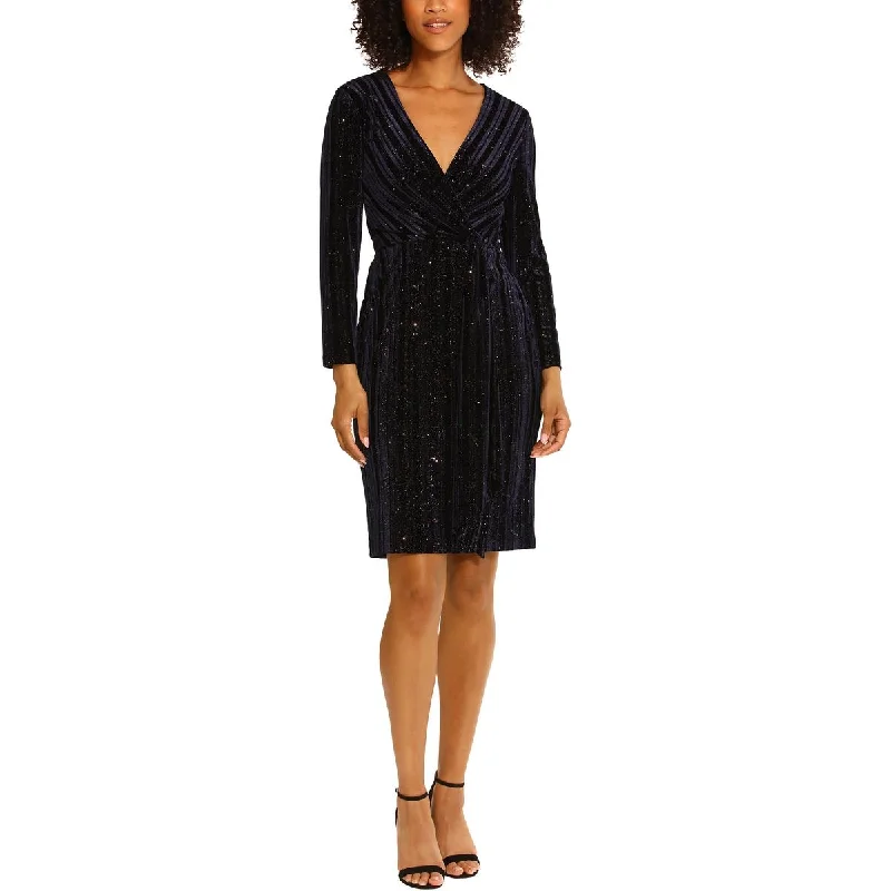 Womens Velvet Glitter Cocktail And Party Dress sweetheart Neckline Romantic