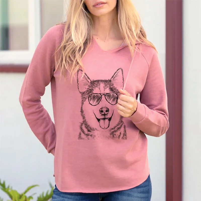 Aviator Sesi the Siberian Husky - Cali Wave Hooded Sweatshirt Hoodie with Raglan Sleeves Sporty Comfortable Aviator Sesi the Siberian Husky - Cali Wave Hooded Sweatshirt Hoodie with Raglan Sleeves Sporty Comfortable