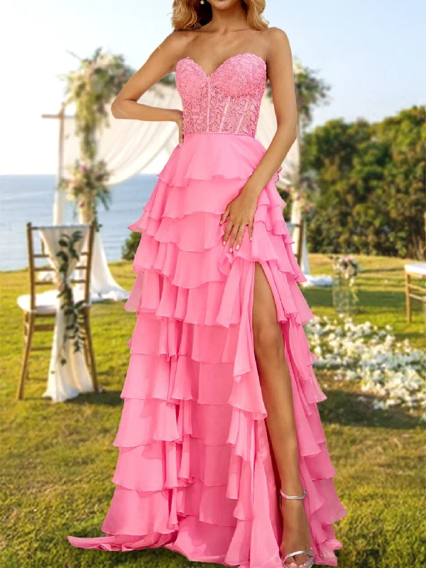 A-Line/Princess Strapless Long Prom Evening Party Dresses with Sequins & Split Side Crew Neckline Casual A-Line/Princess Strapless Long Prom Evening Party Dresses with Sequins & Split Side Crew Neckline Casual
