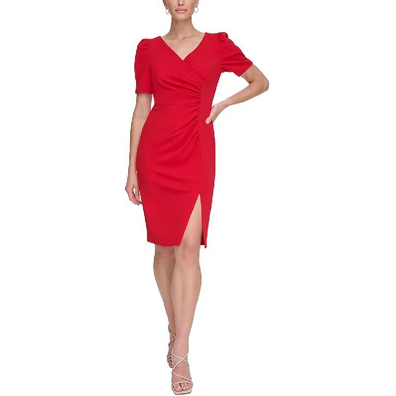 Womens Ruched Midi Cocktail And Party Dress Tunics Distressed trendy