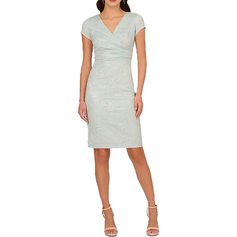 Womens Jacquard Metallic Cocktail And Party Dress Tunics Bridal satin