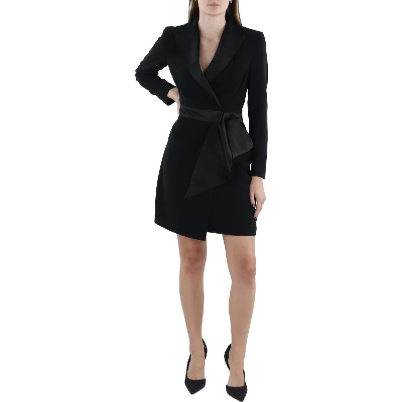 Womens Bow Wrap Cocktail And Party Dress Tunics Formal black