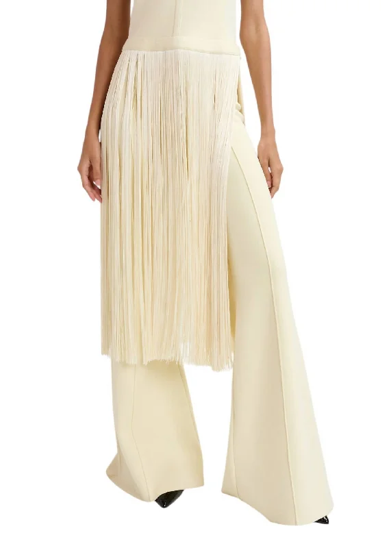 Gattitude Flare Pants In Off White Warm Wool Trousers