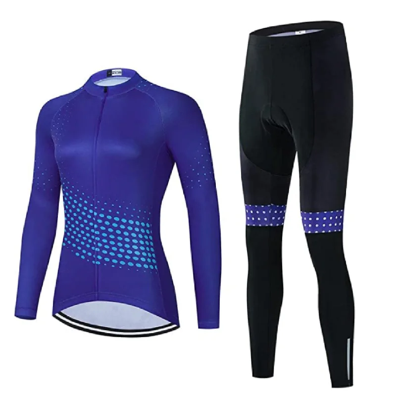Women's Blue Long Sleeve Cycling Jersey or Pants Fashionable Sporty Pants