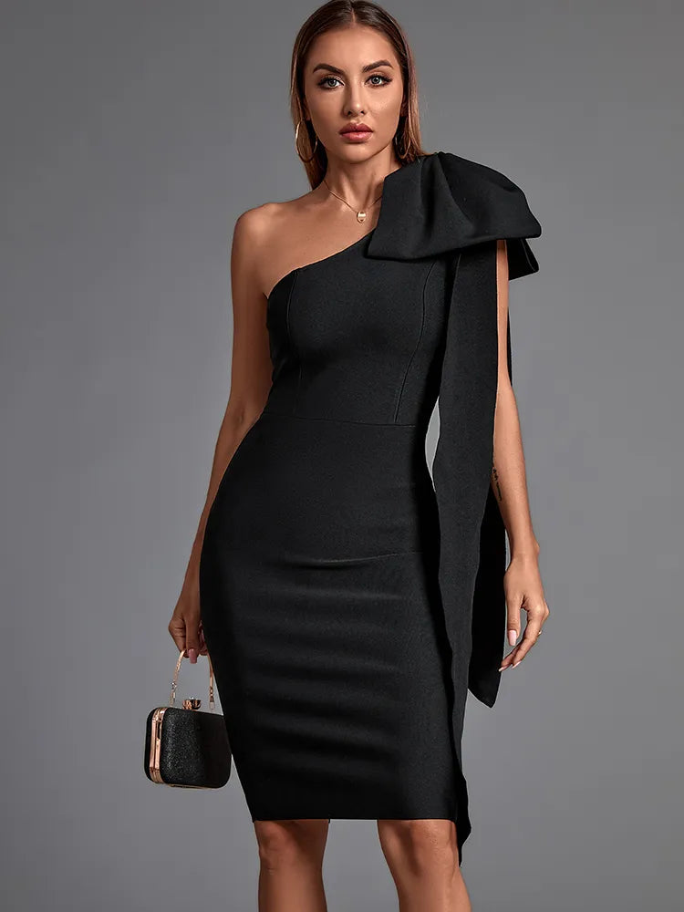 Bandage Dress New Women's Black Bodycon Dress Elegant Sexy Evening Club Party Dress High Quality Summer Fashion Tunics Satin smooth Bandage Dress New Women's Black Bodycon Dress Elegant Sexy Evening Club Party Dress High Quality Summer Fashion Tunics Satin smooth