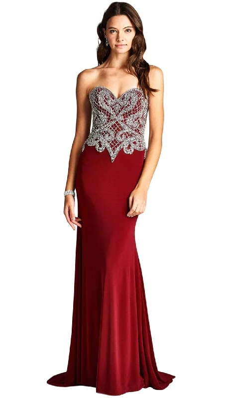 Trevi Collection - Embellished Strapless Fitted Evening Dress Tunics Review highly