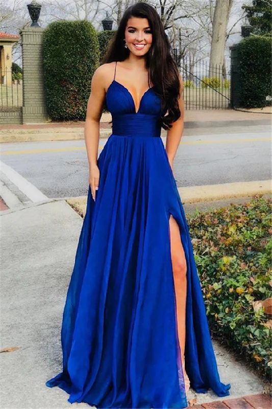 Charming Spaghetti Straps Prom Dresses | Sleeveless Side Slit A-Line Party Dresses Bodycon Fitted Nightout Charming Spaghetti Straps Prom Dresses | Sleeveless Side Slit A-Line Party Dresses Bodycon Fitted Nightout