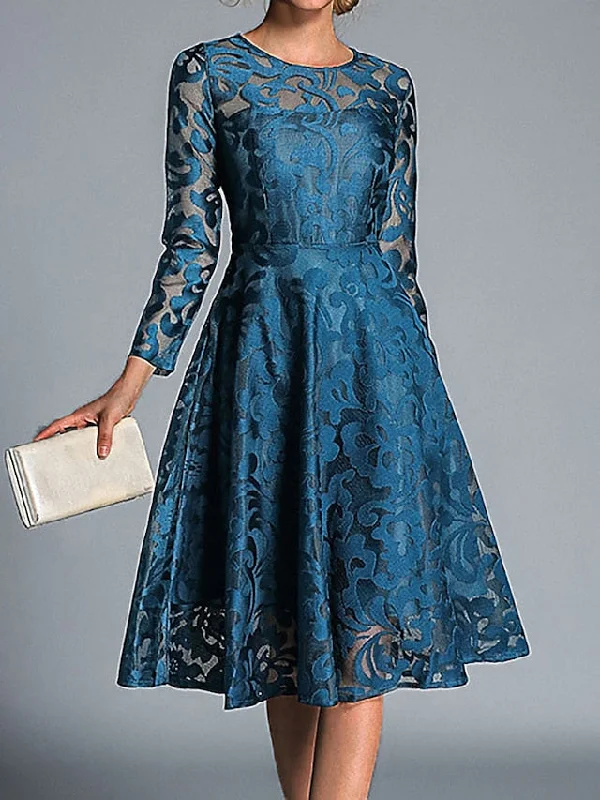 Women's Party Dress Lace Dress Swing Dress Midi Dress Wine Red Black Blue Long Sleeve Pure Color Lace Winter Fall Spring Crew Neck Elegant Party Winter Dress Wedding Guest S M L XL 2XL 3XL Tunics Practical durable Women's Party Dress Lace Dress Swing Dress Midi Dress Wine Red Black Blue Long Sleeve Pure Color Lace Winter Fall Spring Crew Neck Elegant Party Winter Dress Wedding Guest S M L XL 2XL 3XL Tunics Practical durable