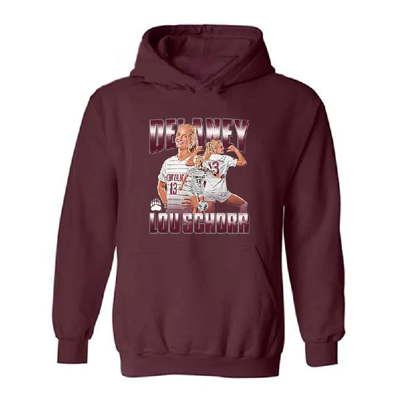 Montana - NCAA Women's Soccer : Delaney Lou Schorr - Player Collage Hooded Sweatshirt Hoodie with Lace Feminine Delicate Montana - NCAA Women's Soccer : Delaney Lou Schorr - Player Collage Hooded Sweatshirt Hoodie with Lace Feminine Delicate