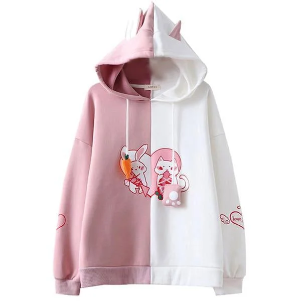 Bunny vs Kitten Hoodie Hoodie with Logo Branding Identity