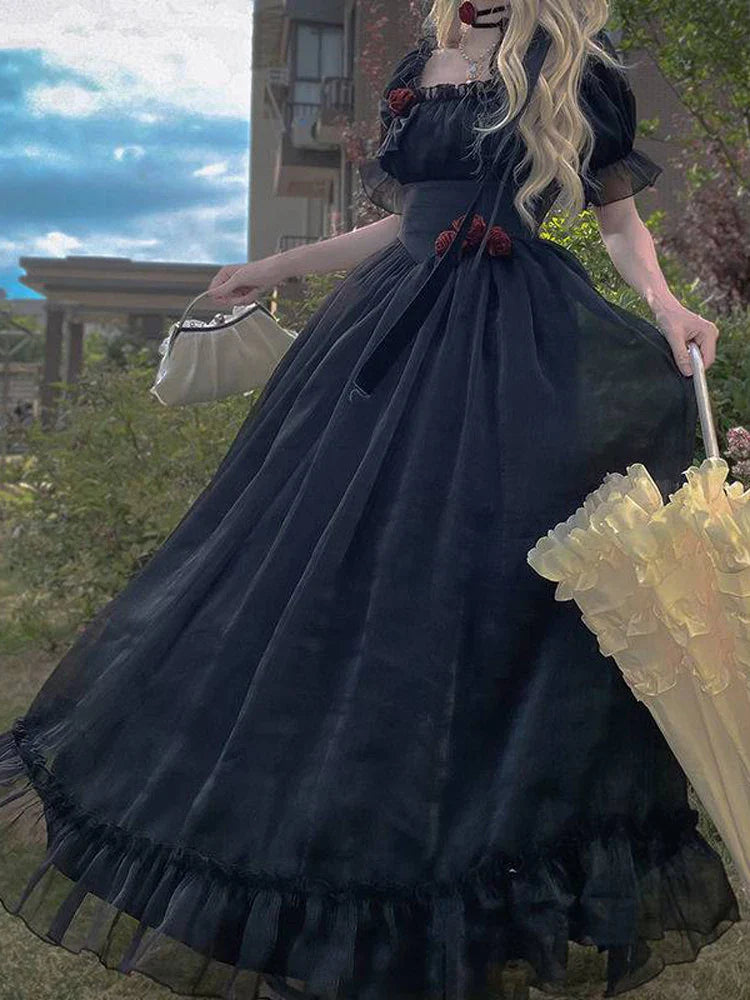 France Mesh Lolita Dress Women Summer Blue White Black Gothic Evening Party Dresses Sweet Korean Princess Fairy Dress Tunics Hiking breathable France Mesh Lolita Dress Women Summer Blue White Black Gothic Evening Party Dresses Sweet Korean Princess Fairy Dress Tunics Hiking breathable